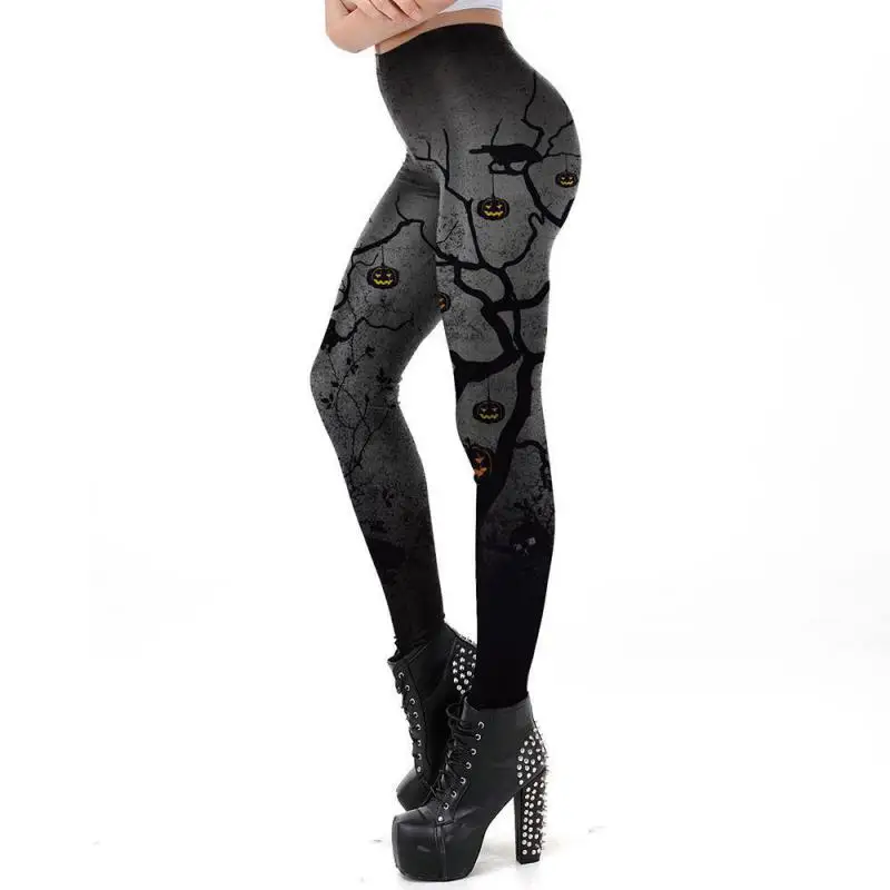 

Pumpkin head parade leggings halloween youth cold color playing girl night print