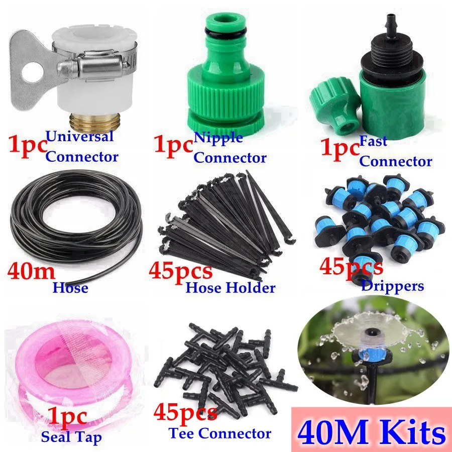 40m Kits 40 м~ 5 м домашний садовый точечный полив система наборы автоматический микро набор для орошения DIY садовая система полива разбрызгиватели для фонтана - Цвет: 40m Kits