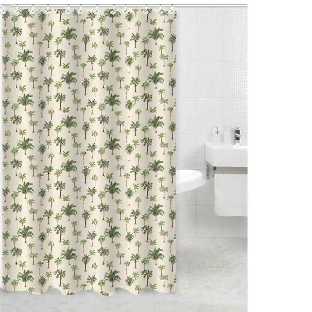 

Tropical Plants&Fruit Shower Curtain Coconut Tree&Pineapple Bathroom Curtain Waterproof Fabric With Hook 72x72 Inch