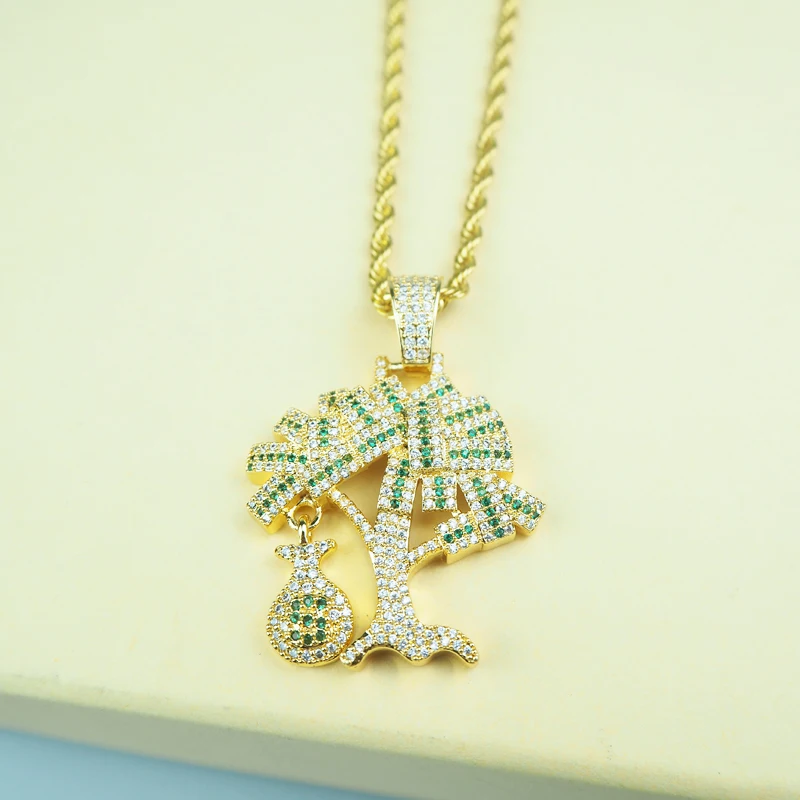 Ожерелье с подвеской в виде денежного дерева долларах США свободная цепочка