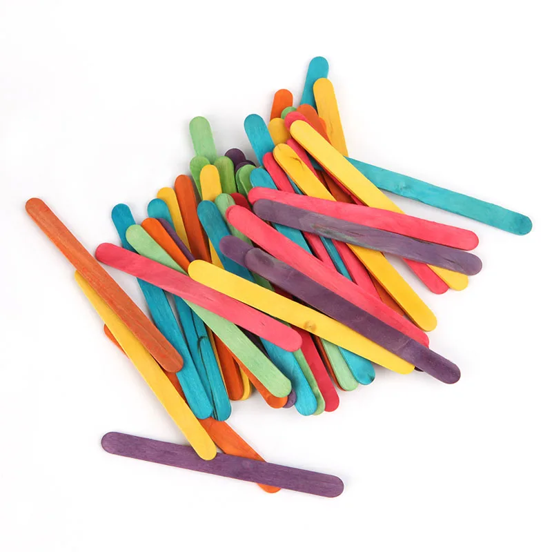 50 шт деревянные цветные палочки для мороженного детских поделок Сделай Сам