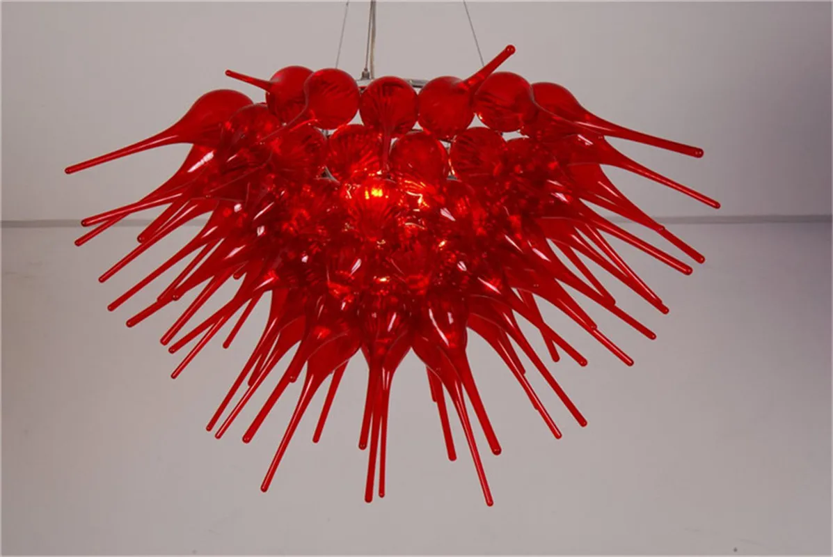 

100% Mouth Blown Glass Dale Chihuly Style Home Decoration Red Chandeliers Lighting