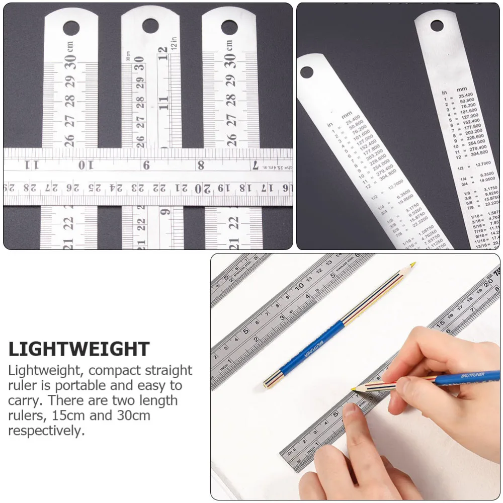 

2pcs Precision Scale Straight Rulers Stainless Steel Rulers Measuring Rulers