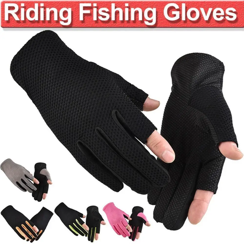 

Two Fingers Fishing Glove Ice Silk Sunscreen Gloves Breathable Gloves High Non-slip Summer Sense Cold Unisex Elastic Riding V9Y1