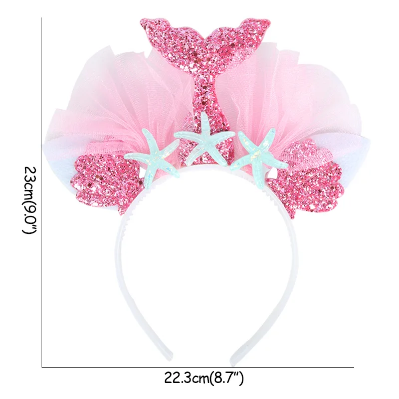 1pcs headband Хвост русалки вечерние повязки на голову баннер «С Днем Рождения» Русалочка День Рождения украшения девушка ребенок душ под водой Вечерние - Цвет: 1pcs headband