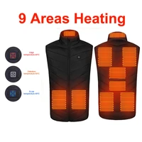 9 places heated vest men women usb heated jacket heating vest thermal clothing hunting vest winter heating jacket blacks 6xl