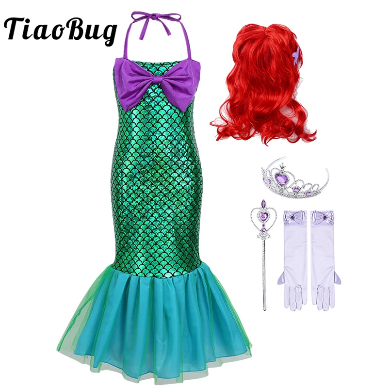 

Детский Костюм Русалки для девочек, нарядное платье принцессы для косплея на Хэллоуин и Рождество, с блестящими блестками, для карнавала, ве...