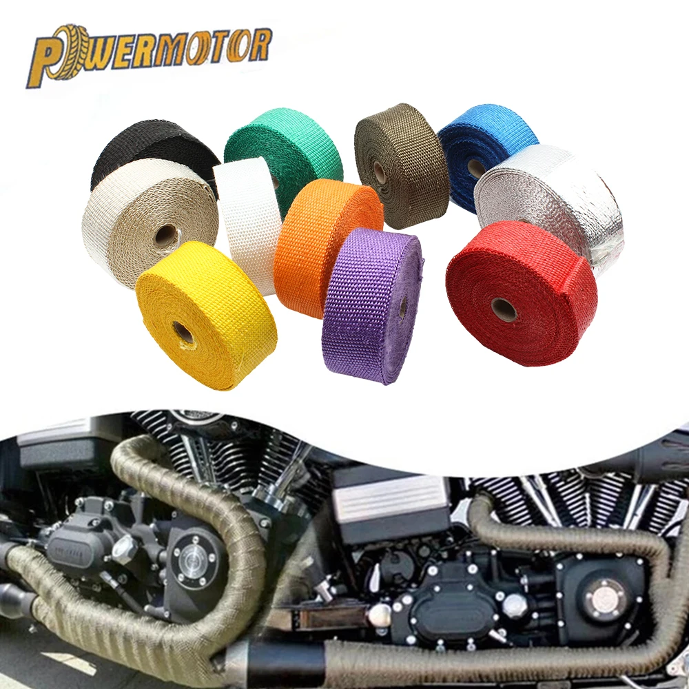 Motorcycle Exhaust Thermal Tape Heat Wrap Shield Fiberglass Shield Band with Stainless Ties 5cm*5M Dirt Bike Motocross Enduro