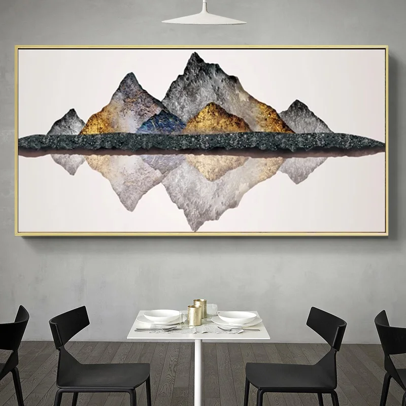 

Large Size Golden Mountain Stone Canvas Painting Posters and Prints Wall Art Pictures Cuadros for Living Room Home Decor