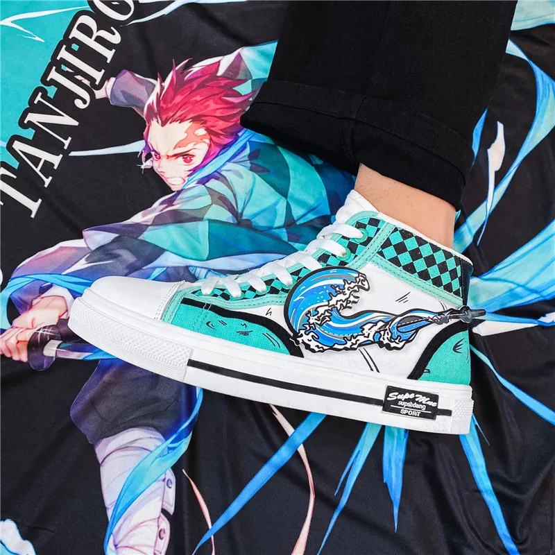 

KLYWOO Tanjirou Men Shoes Clunky Sneakers Men Fashion Casual Shoes High Top Mens Walking Tennis Shoes Streetwear Male Footwear
