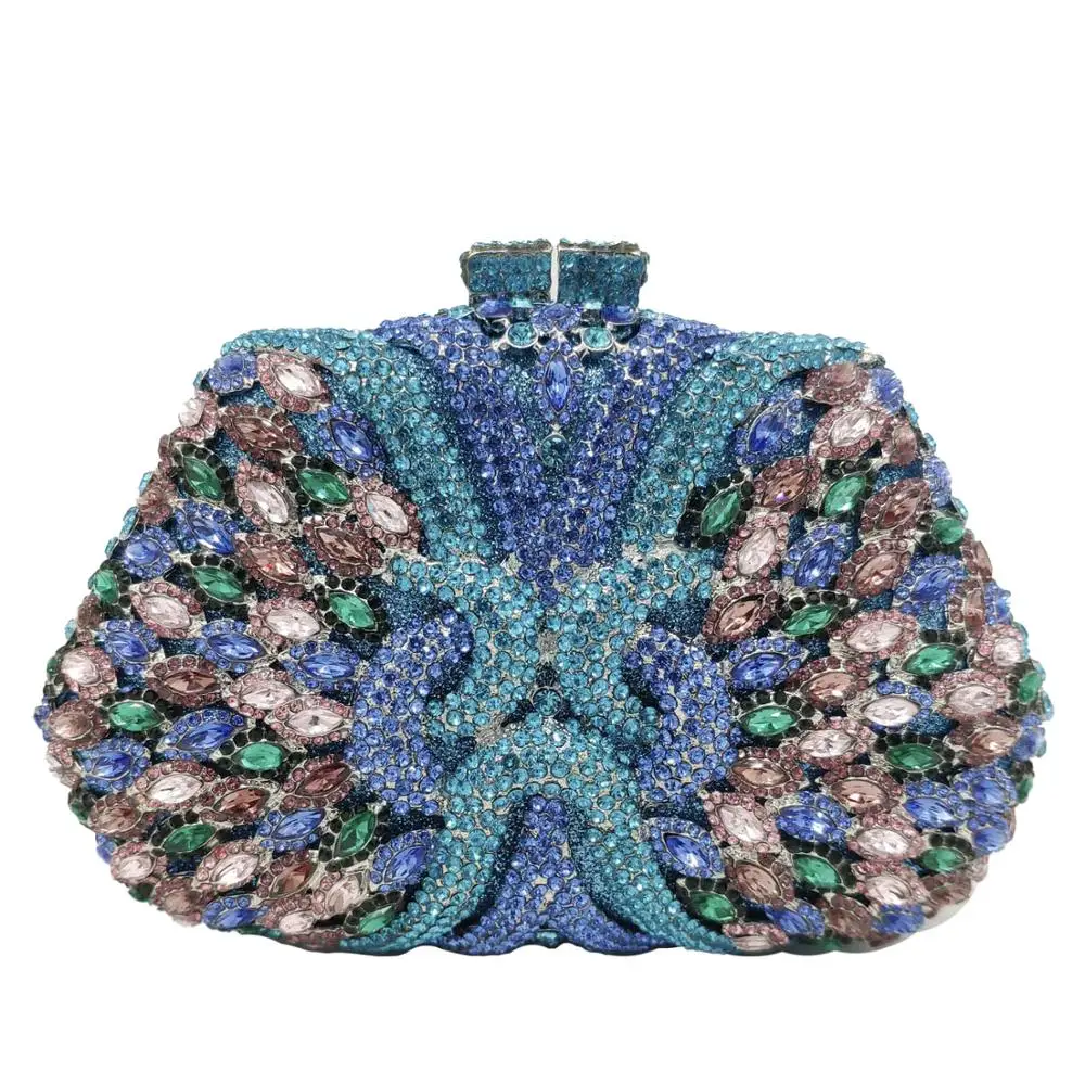 Boutique De FGG Elegant Multicoloured Women Crystal Bags Evening Clutches Purses Party Cocktail Rhinestone Minaudiere Handbag