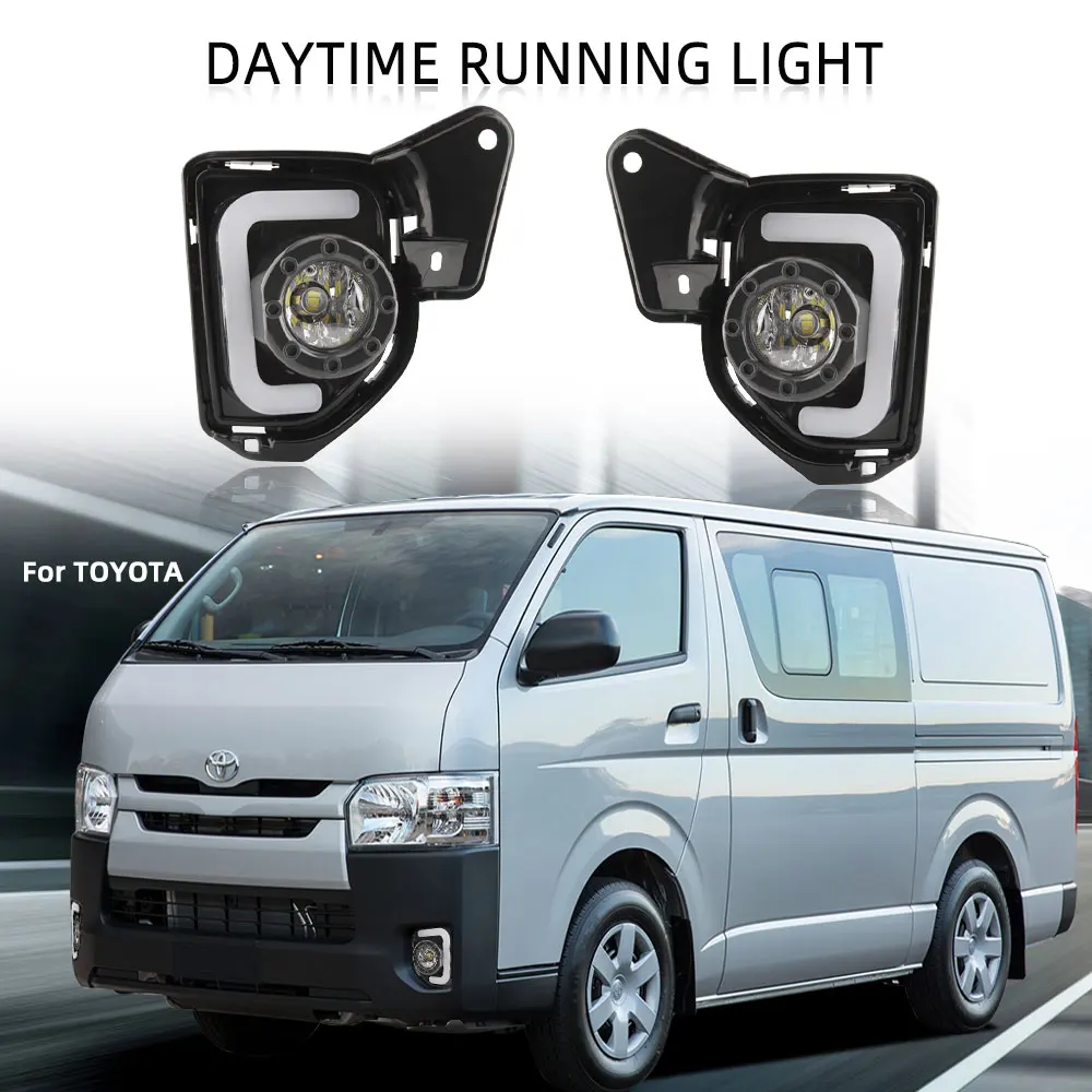 LED DRL Headlight Fog Lights for Toyota Hiace 2014-2018 Headlights Fog Light Foglights Fog Lamps Grille covers frame wire switch