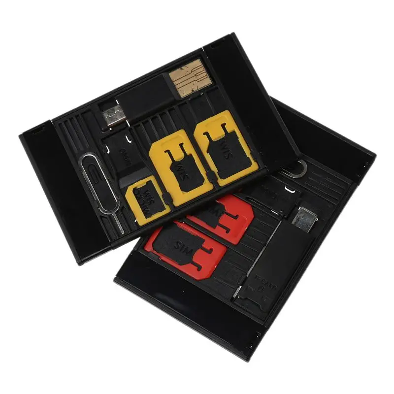 

5 in 1 Universal Mini SIM Card Adapter Storage Case Kits For Nano Micro SIM Card TF Memory Card Reader