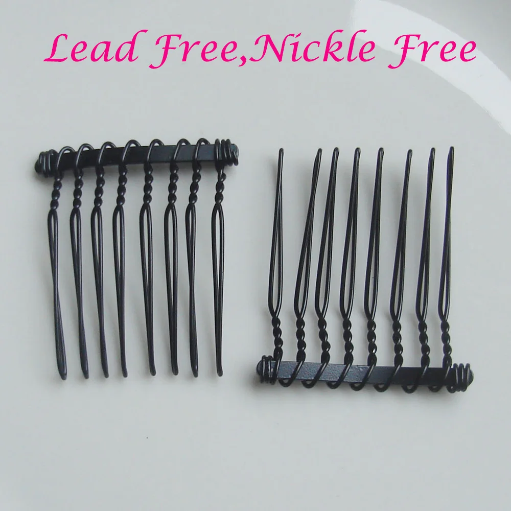 20 шт 8 зубов черный простой металлический скрученный Провод Волос Combsat без свинца