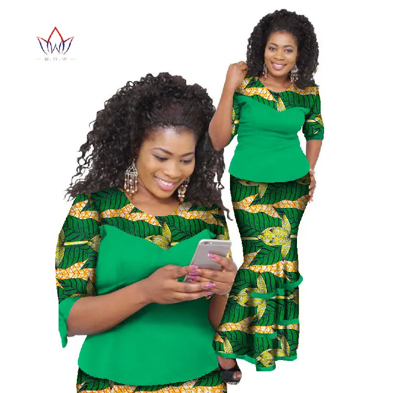 

2020 Bazin богатый Африканский комплект с юбкой вощеный принт комплект из двух предметов африканская одежда для женщин традиционный Африкански...