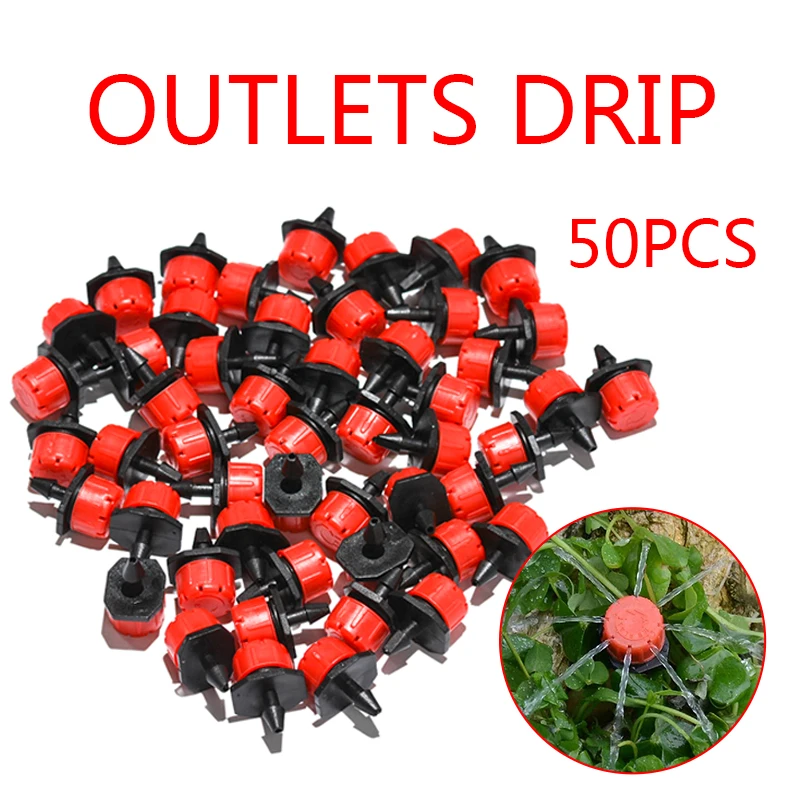 

50pcs Adjustable Micro Drip Irrigation System Watering Sprinklers Plant Emitter Drippers Garden Barb Watering Tools