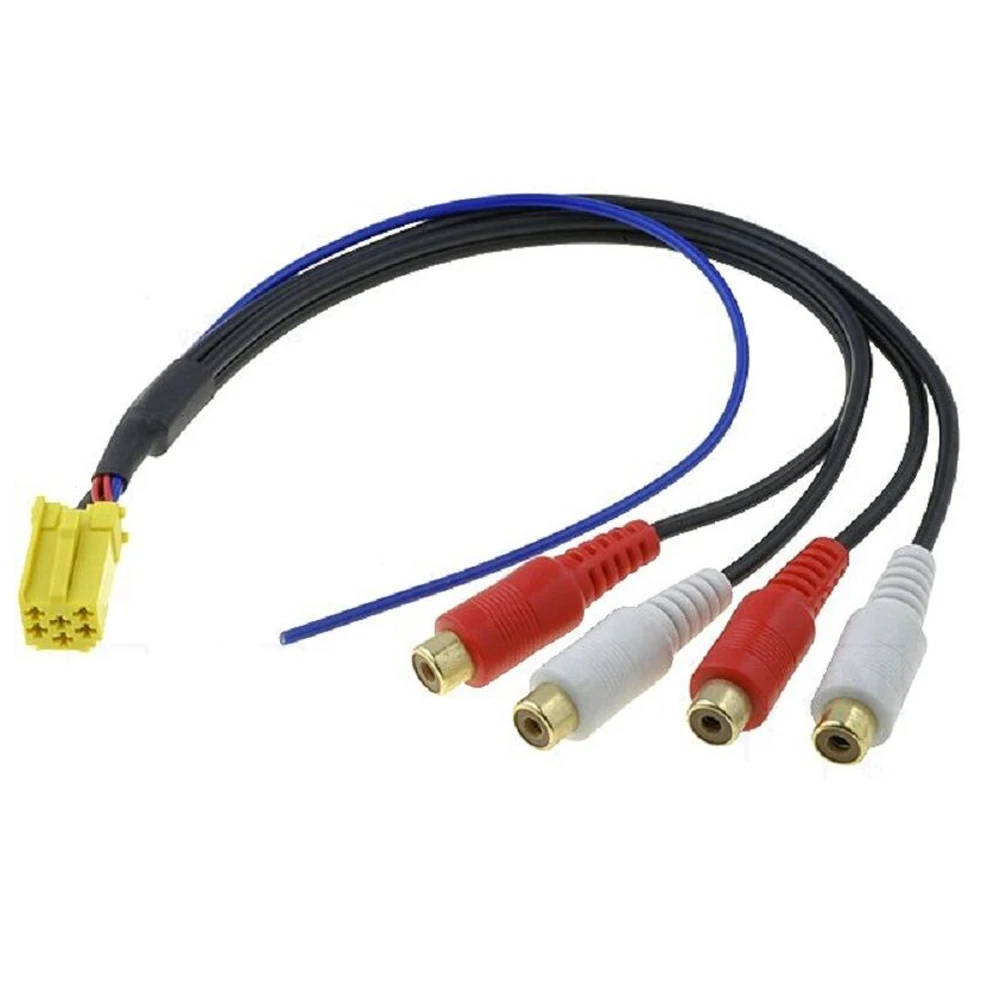 

Мини-6-контактный адаптер ISO Aux Line Out 4 Chin Kabel 4 RCA Plug для VW Golf для Skoda VDO для Audi для Ford