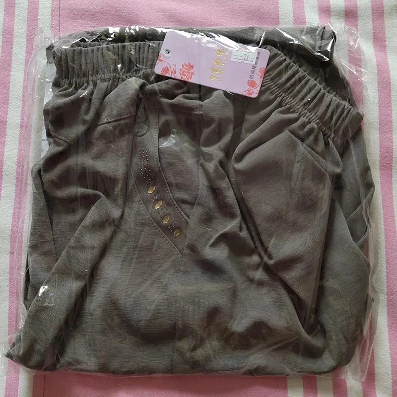 

Super Elastic Casual Straight Pants Plus Size 8XL Mom Pants Spring Summer Thin Loose Stretch Trousers Mother Ankle-Length Pants