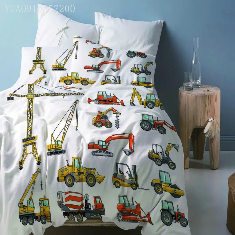 

Комплекты постельного белья с машинной тематикой, размер Queen/King, двойная кровать, 2/3 шт., постельное белье с краном, грузовиком, вилочным погр...