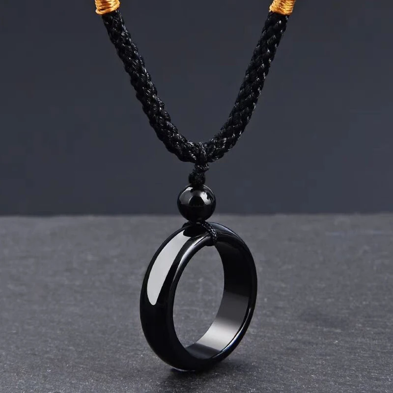 Мужская винтажная подвеска с черным кристаллом геометрической формы длинная