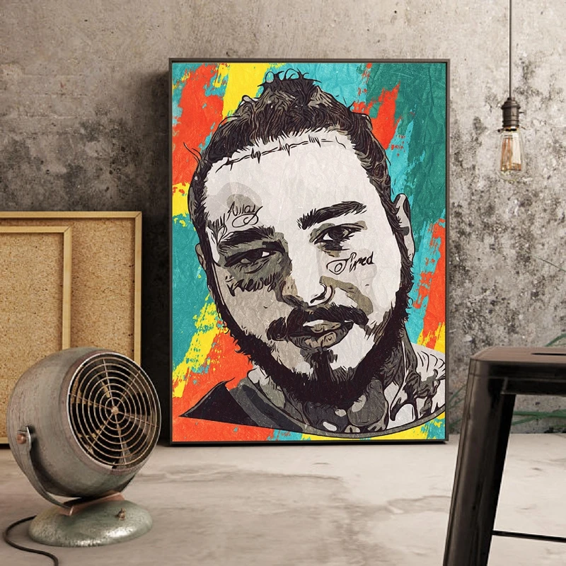 Постер Post Malone настенный художественный постер с жикле музыка хип хоп Картина на
