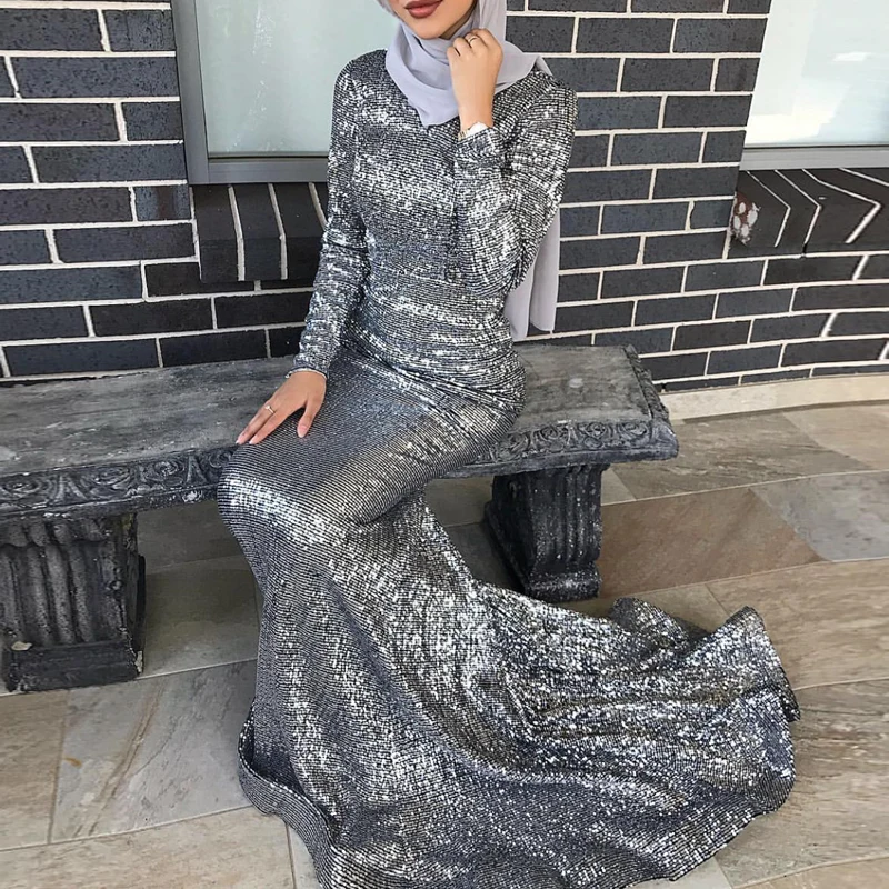 Закругленный воротник Платье с блесткамиплатье для вечеринки платье в макси длина пола элегантное шампанское золото золотое Платье с блестками длинный сарафан