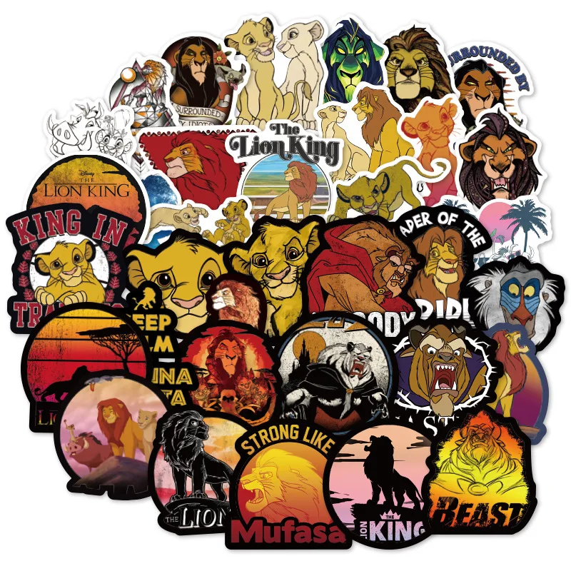 50pcs 50 шт., наклейка "Король Лев" Simba из мультфильма, ПВХ, водонепроницаемая наклейка для компьютера, скейтборда, мотоцикла, багажа, холодильника, ноутбука - Цвет: 50pcs