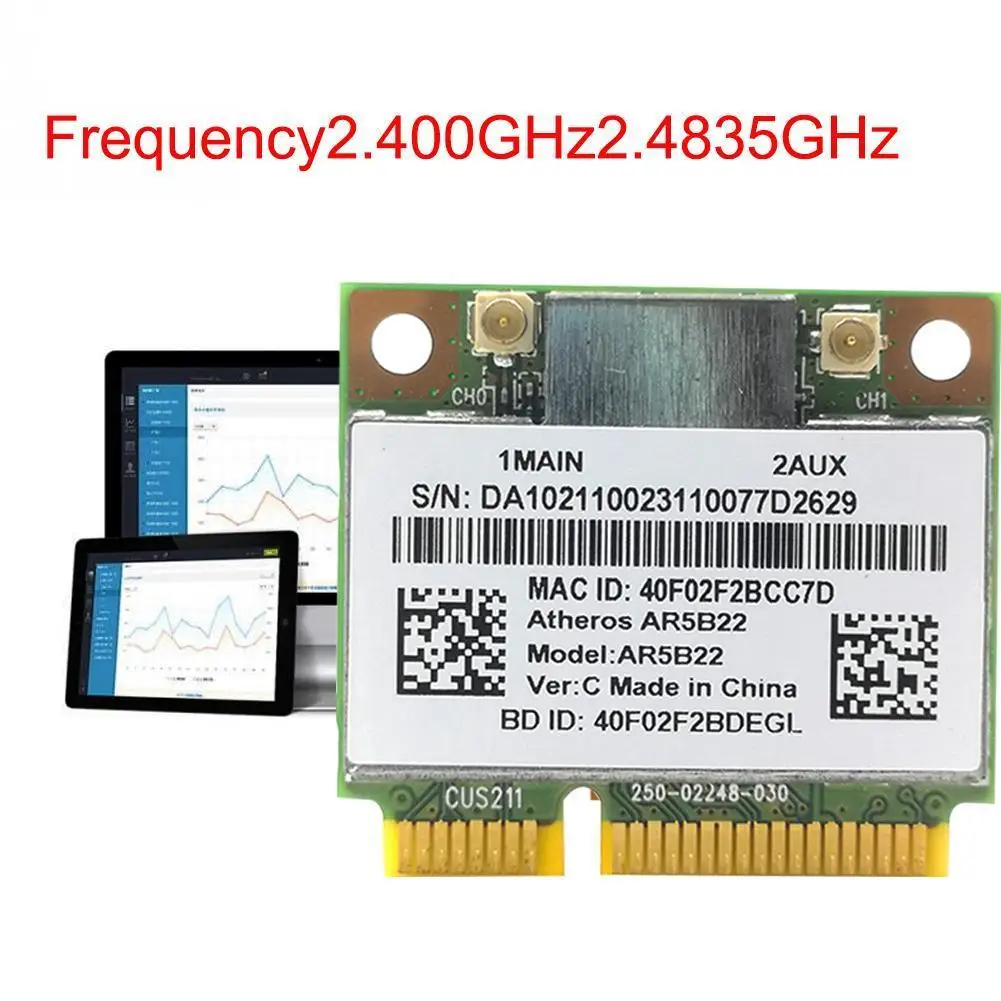 Atheros AzureWave AR9462 AR5B22 WB222 Половина мини PCIe карта WLAN 300 Мбит/с + Bluetooth4.0 Беспроводной Wi Fi