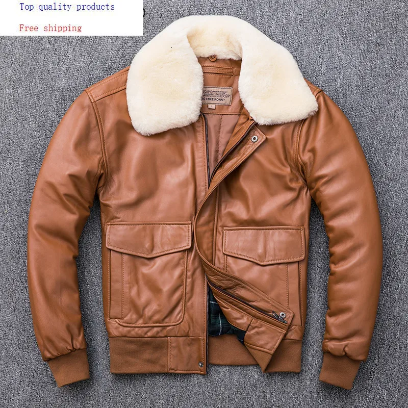 Мужская кожаная куртка на осень и зиму пальто из натуральной овечьей кожи для