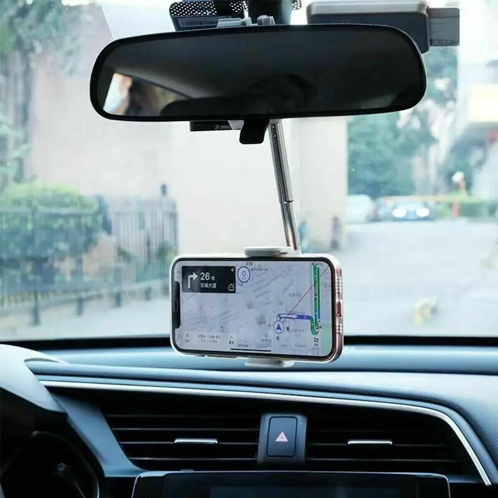 

Автомобильное зеркало заднего вида с поворотом на 360 градусов, держатель для телефона, GPS, сиденье, смартфон, регулируемая поддержка Автомоб...