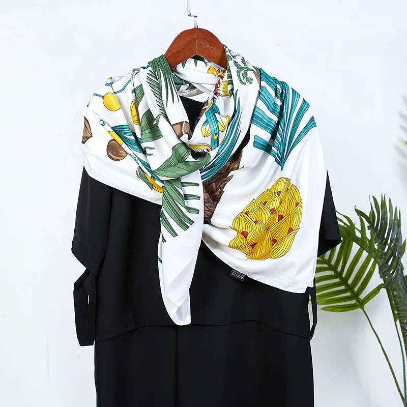Новинка весна лето 2020 шелковый шарф из твила в тропическом стиле женские шали и