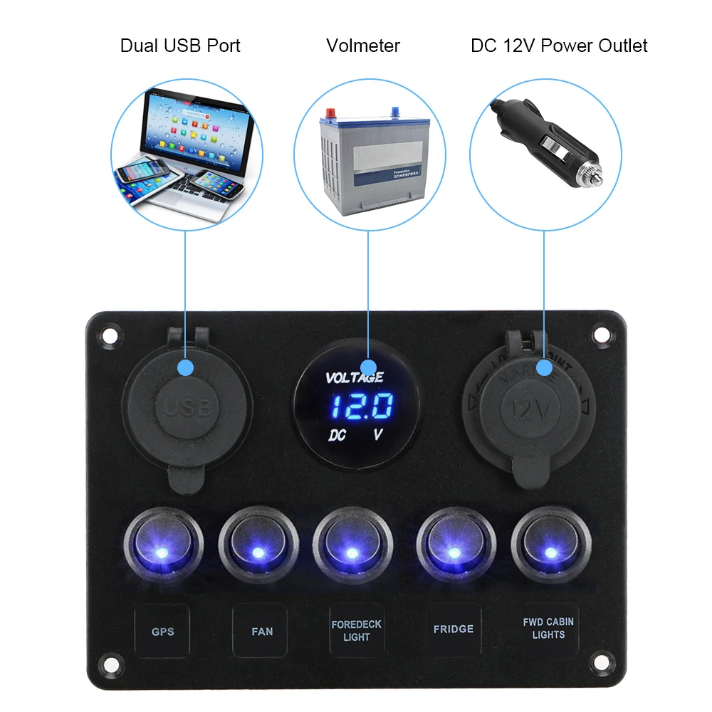 YOSOLO Цифровой вольтметр двойной USB Порты и разъёмы 12V Выход Комбинации