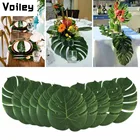 Винтажные Свадебные украшения Скатерть принадлежности 12 шт.лот ткани Зеленые искусственные Пальмовые Листья Гавайская тема украшения вечерние, Q