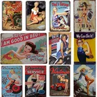 Номерные знаки в стиле ретро для девушек, Постер в виде пин-ап, винтажное металлическое жестяное украшение для стен, бара, паба, клуба, декоративный домашний декор