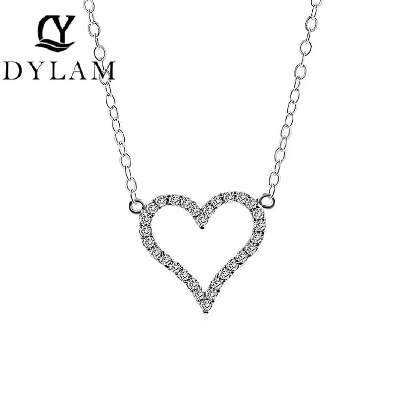 Женское романтическое колье с сердечками из стерлингового серебра 925 пробы