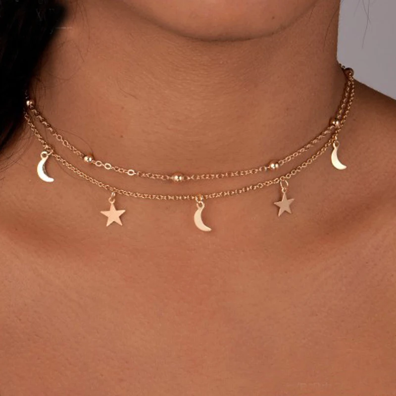2020 новые модные ювелирные изделия по оптовым ценам 2 слоя звезда колье чокер с