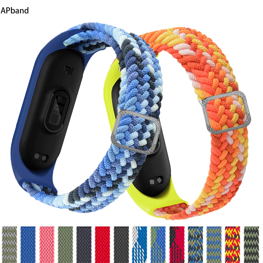 Ремешок для браслета Mi band 6 эластичный регулируемый нейлоновый плетеный xiaomi 4 3 5 |