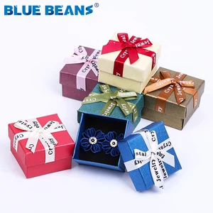 2020 ювелирный Органайзер коробка с бантом обручальное кольцо для сережек Ожерелье Браслет Дисплей Подарочная коробка держатель красный белый темно-синий оптовая продажа