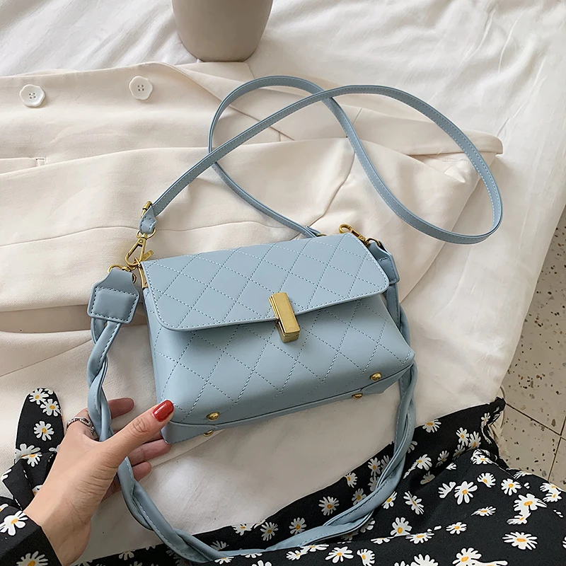 

Summer Women Diamond Lattice Small Square Bags 2020 Fashion Casual Shoulder Messenger Bags High Quality Women Purse and Handbags