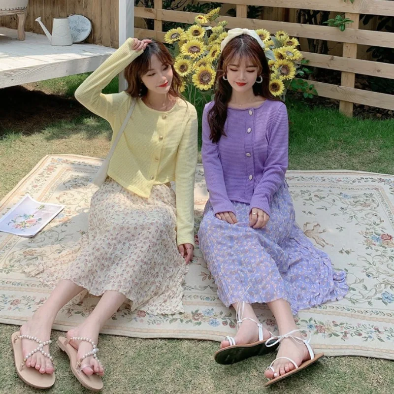 Женская длинная юбка винтажная эластичная фиолетовая с высокой талией и