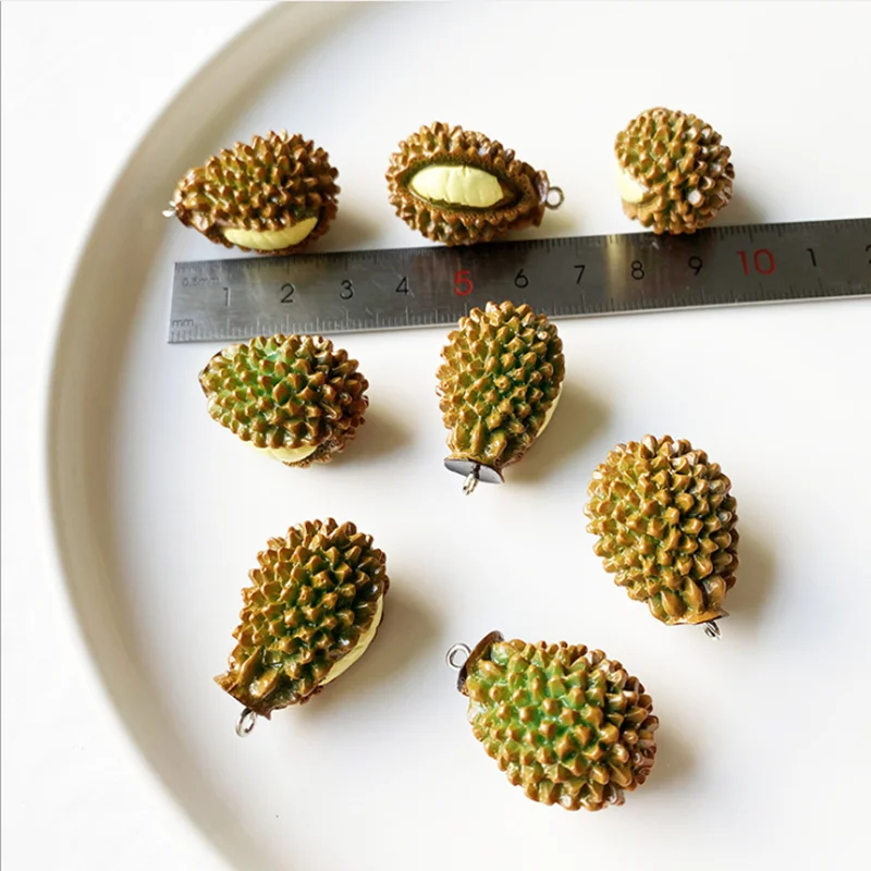 

8Pcs /Lots 8mm*19mm Fruit 3D Durian Resin Fake Artificial Fruit Charms For Earrings Keychain Diy Decoration