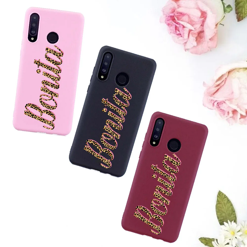 

Sexy Leopard Personalized Customize Name Silicone Candy Phone Case For Huawei Honor Mate 10 20 Nova P20 P30 P40 P Smart