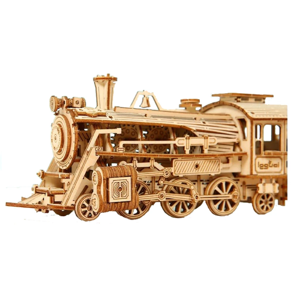 Модель паровоза для детей деревянный 3d-конструктор пазлы сборка из липы модель
