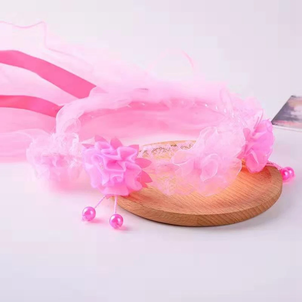 

Hot Sale 1Pcs Sweet Princess Crown Flower Headband High Quality Tulle Hair Band For Cute Girls Kids Hair Accessories Headwear