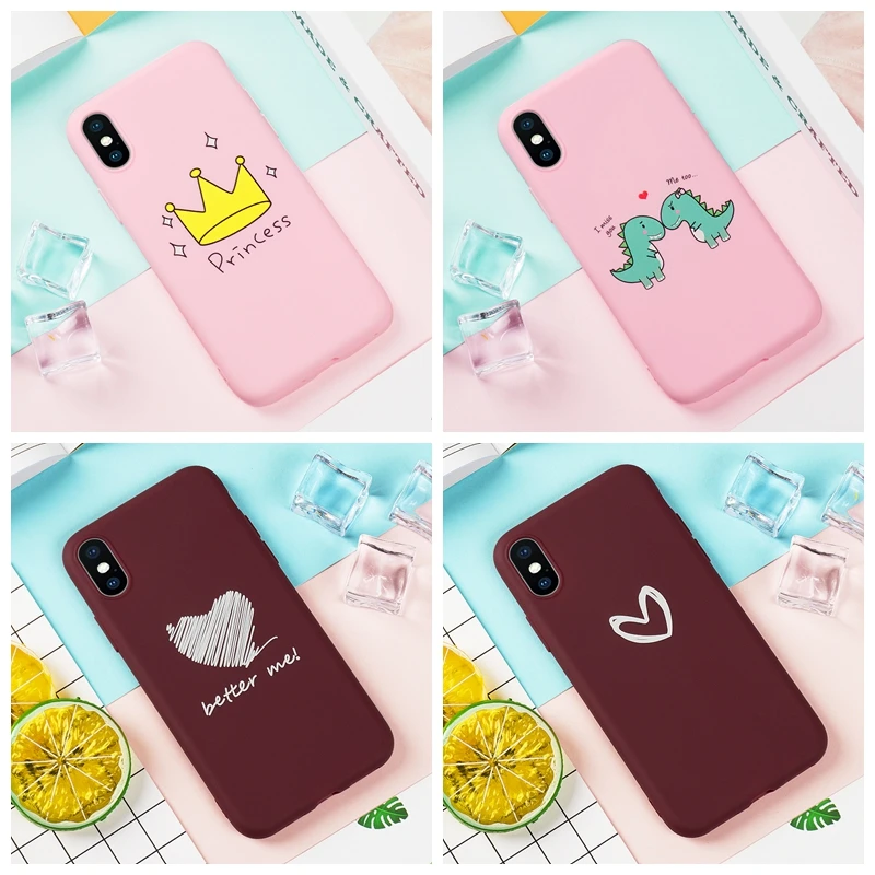 Милый матовый мягкий чехол из ТПУ для iPhone 11 pro X XR XS Max задняя крышка с принтом