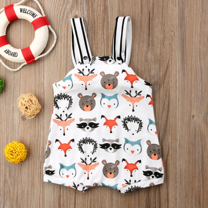 

Toddler Summer Clothes Infant Newborn Baby Girl Boy Romper Sleeveless Print Animal Pattern Jumpsuit Sunsuit 2021