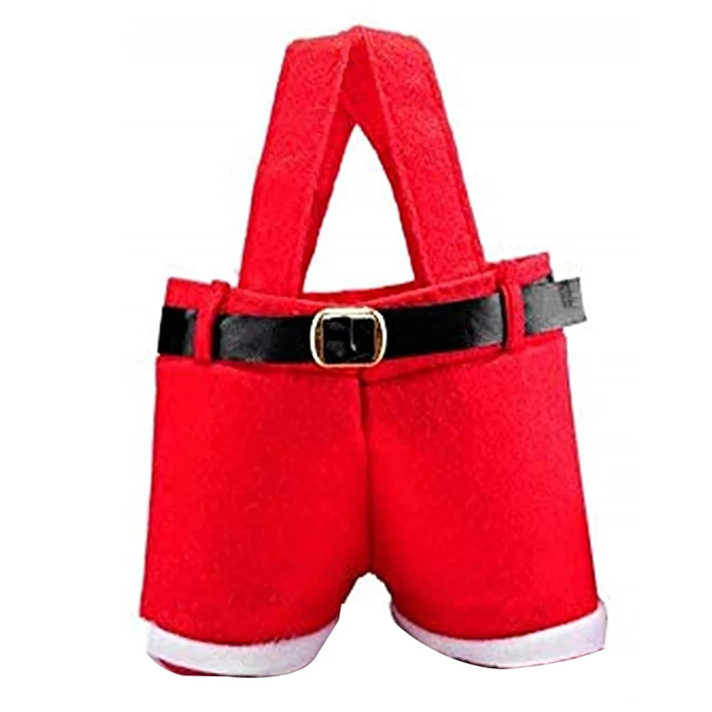 Santa Pants Style Bag Candy Tote Bags Christmas Decorations Cloth Material 21x14.5cm Red Strong And Durable Xmas Gift For Kid