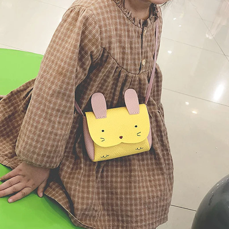 

Kids Girl Crossbody Bags Cute Cartoon Rabbit Mini Shoulder Bag PU Leather Coin Purse Handbag Children Wallet Small Coin Bag