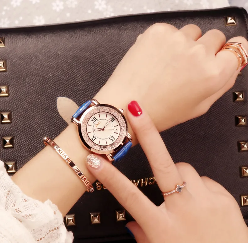 

Luxury Brand Fashion Women Watches Crystal Diamond Watches Women Dress Leather Watch Watches Relogio Feminino