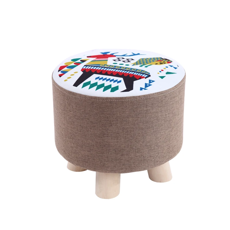 Яркий Модный тканевый табурет для гостиной маленький круглый диван Деревянный